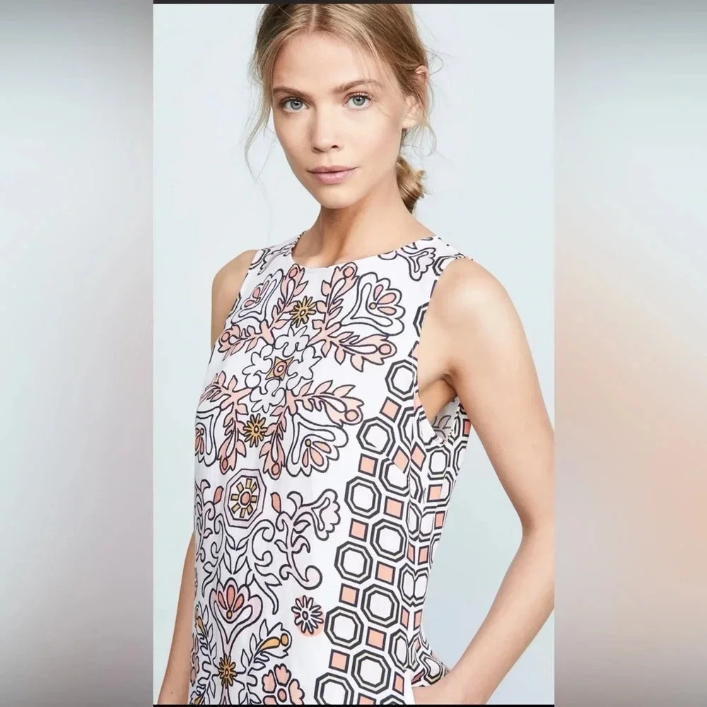 Tory Burch Hicks Garden Party Mini Dress Cover Up Shift Floral Summer Size M